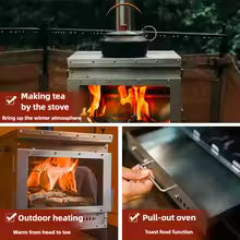 Stainless Steel Smokeless Wood Stove with Glass Window